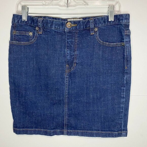 Free People Basic Denim Blue Jean Skirt Size 8 (31x16) Dark Wash - Picture 1 of 4